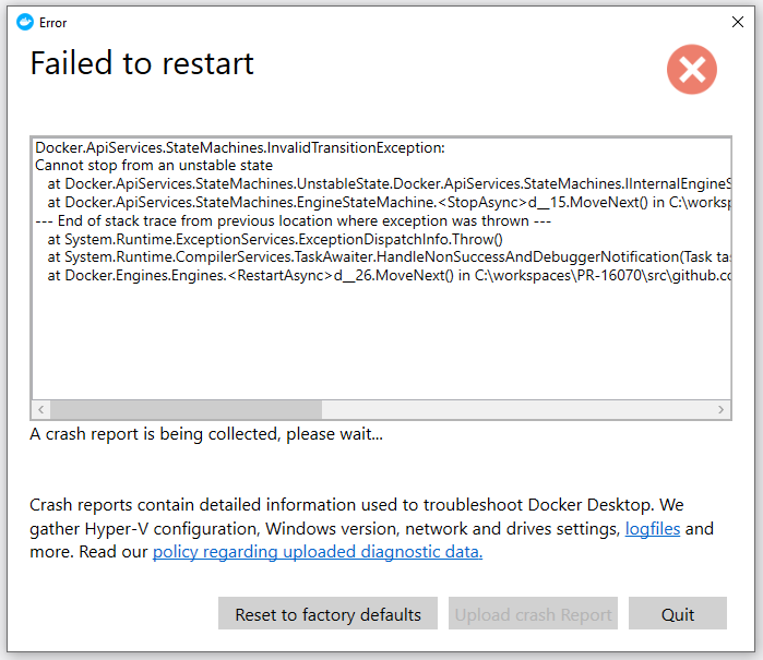 Docker Engine Failed To Start Windows 10 