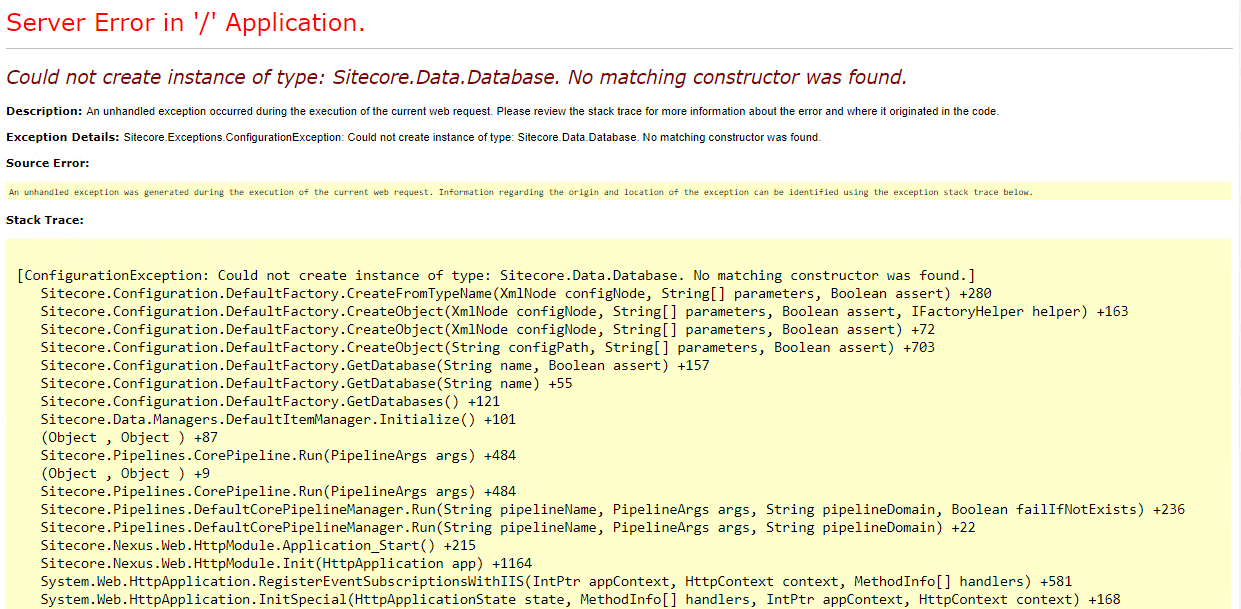 Sitecore 9 - Could not create instance of type