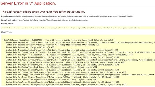 Sitecore Experience Forms - The anti-forgery cookie token and form field token do not match.